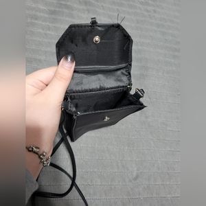 Black phone holder purse with tassel